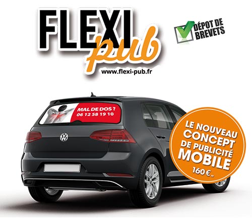 Pub repositionnable sur lunette arrière de voiture – Flexi-Pub - Publicité  adhésive, marquage publicitaire pour véhicule